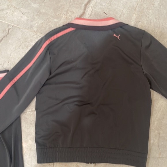 Puma joggers sweat pants jacket tops Set size Small gray pink very classy Rare - Picture 6 of 10